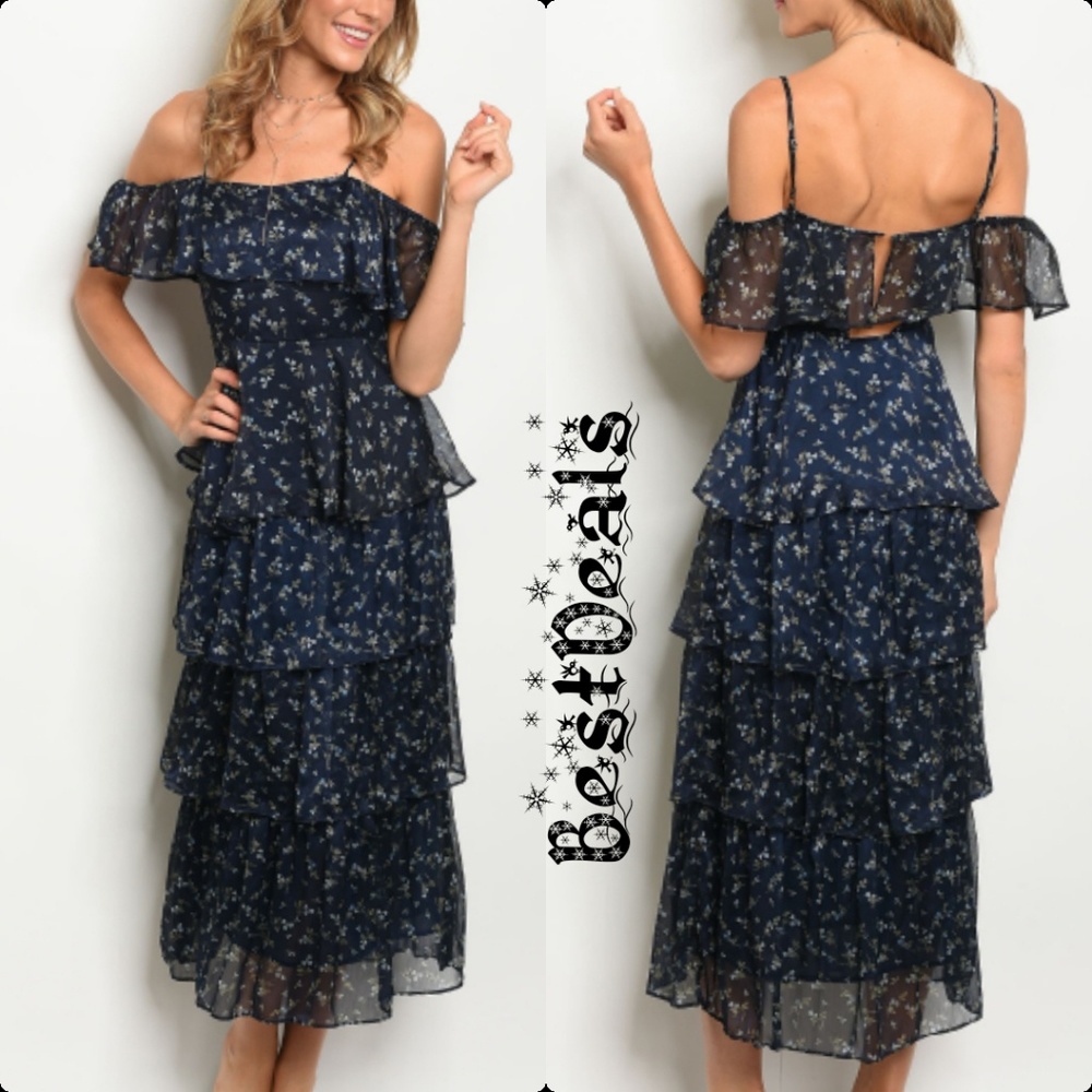 🌿New! Floral ruffled maxi dress.-101 - Picture 1 of 5